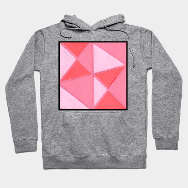 Coral Pink Geometric Abstract Acrylic Painting Hoodie by abstractartalex